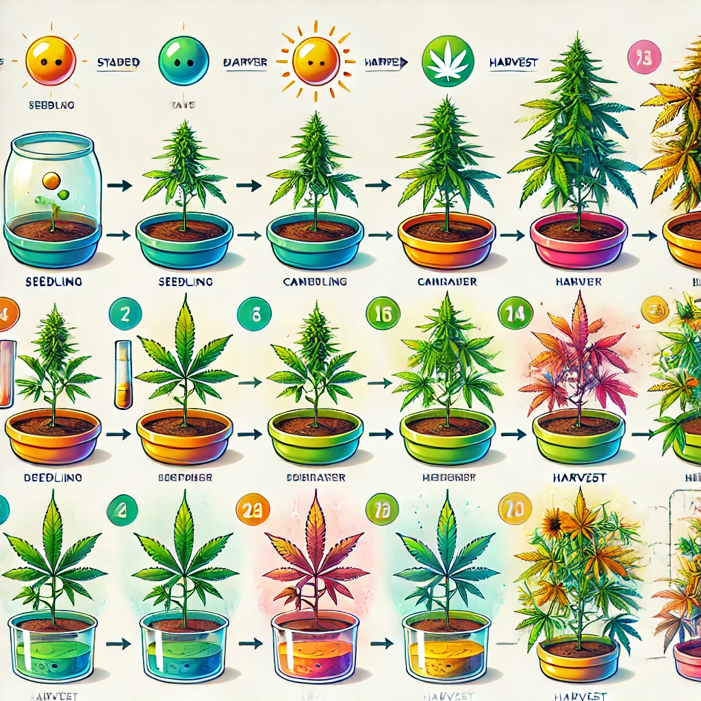 Cannabis plants growing with optimal conditions